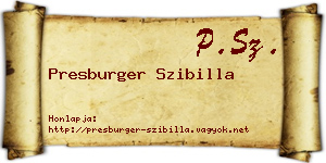 Presburger Szibilla névjegykártya
